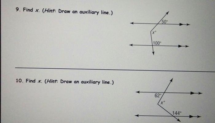 Auxiliary line relationships triangles angle ppt powerpoint presentation proof aid figure added slideserve