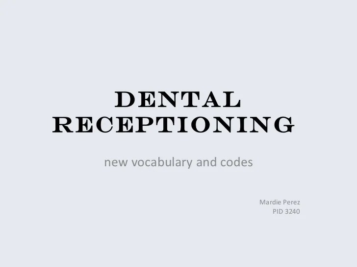 Dental terminology for receptionist pdf