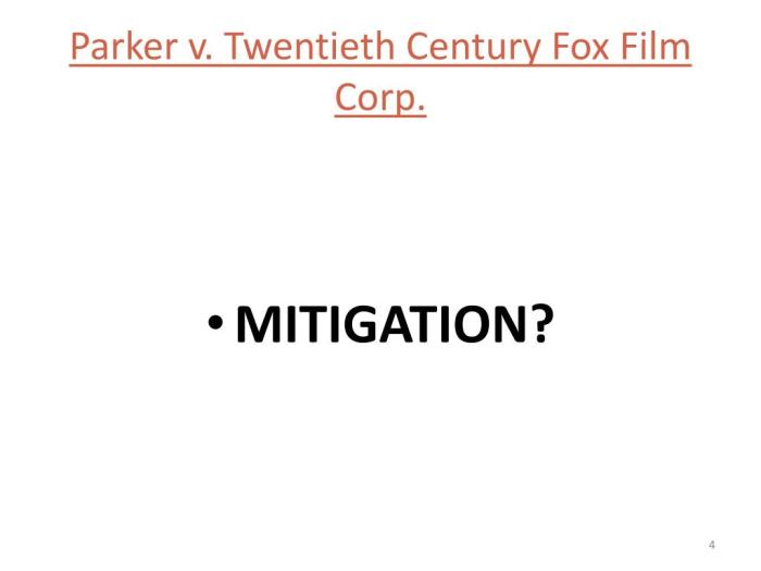 Parker v twentieth century fox film corp